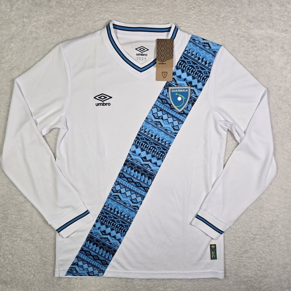 $110 Umbro Guatemala Authentic Long Sleeve Soccer Jersey Mens Medium White M